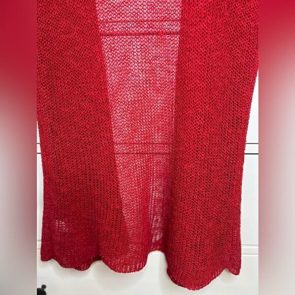 Coldwater Creek linen red Christmas cardigan top size XS 4-6 knit short sleeve - Picture 13 of 15